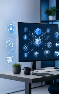Business owner evaluating WordPress plugins for security, performance, AI, and ecommerce needs