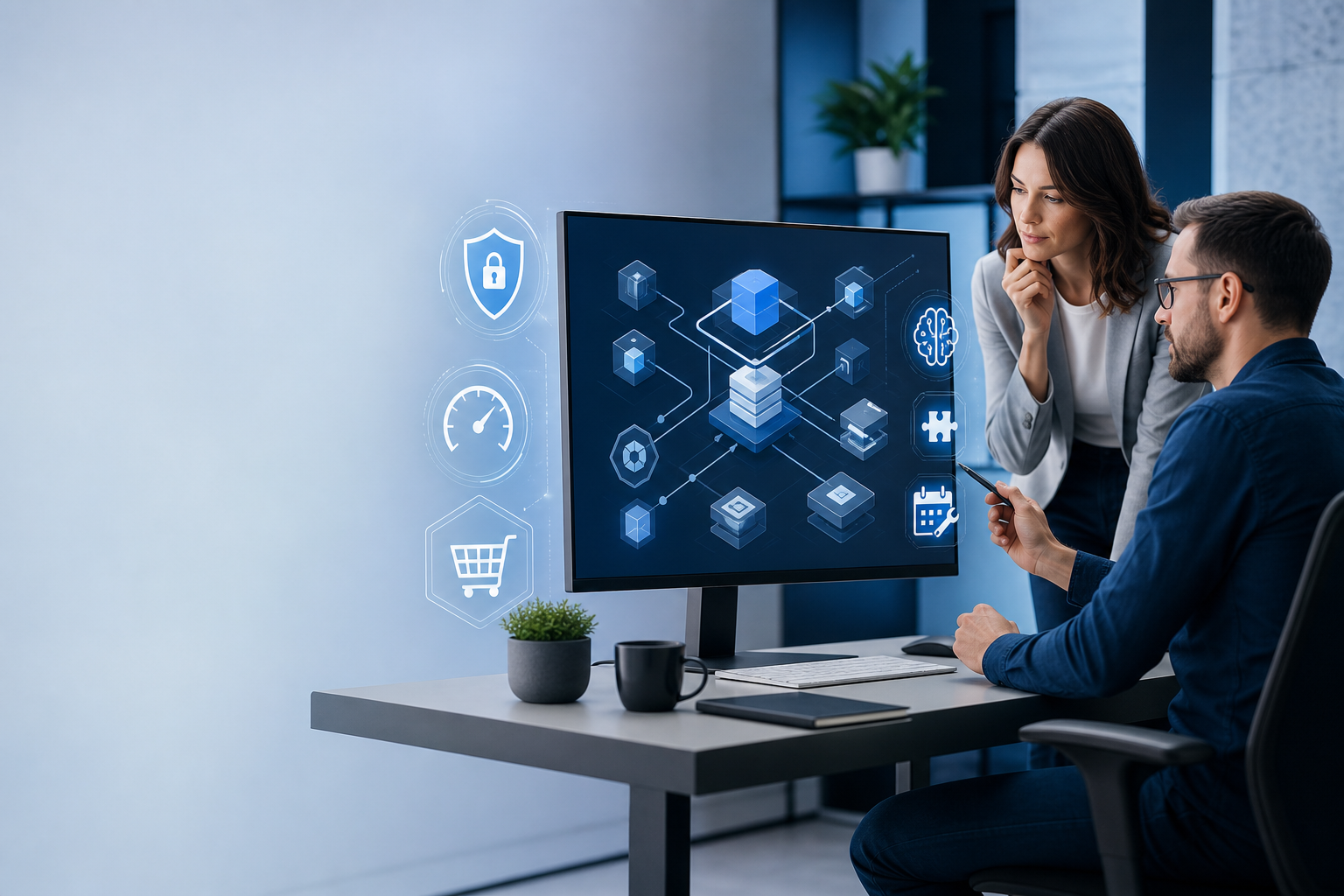 Business owner evaluating WordPress plugins for security, performance, AI, and ecommerce needs