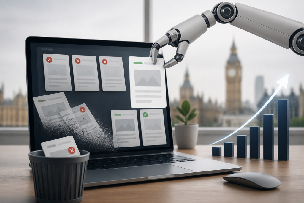 AI WordPress SEO plugin for content pruning
